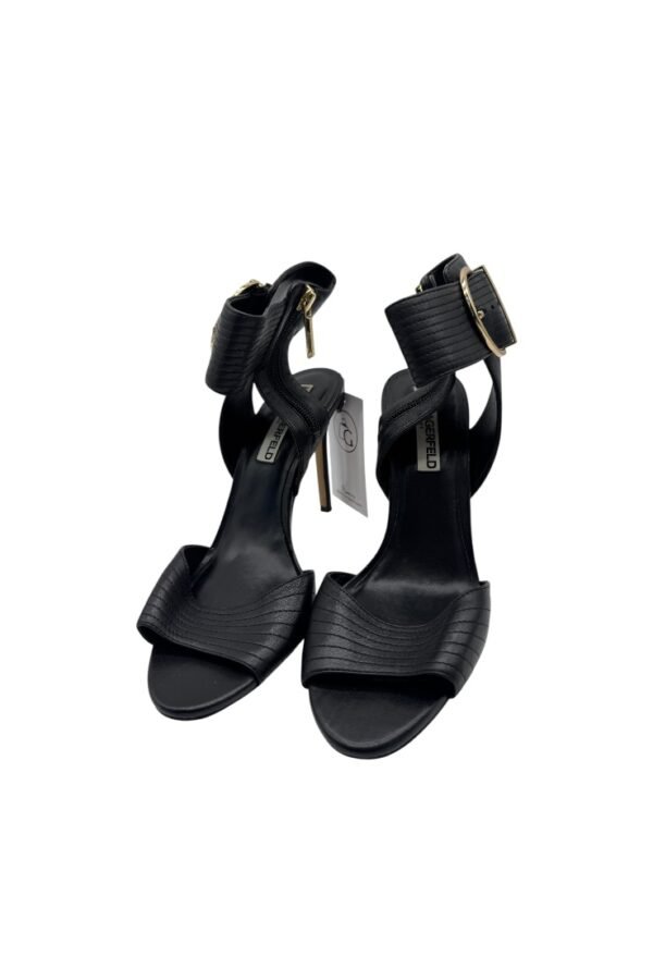 KAR LAGERFELD - LYRA LEATHER BLACK HEELS - Image 2